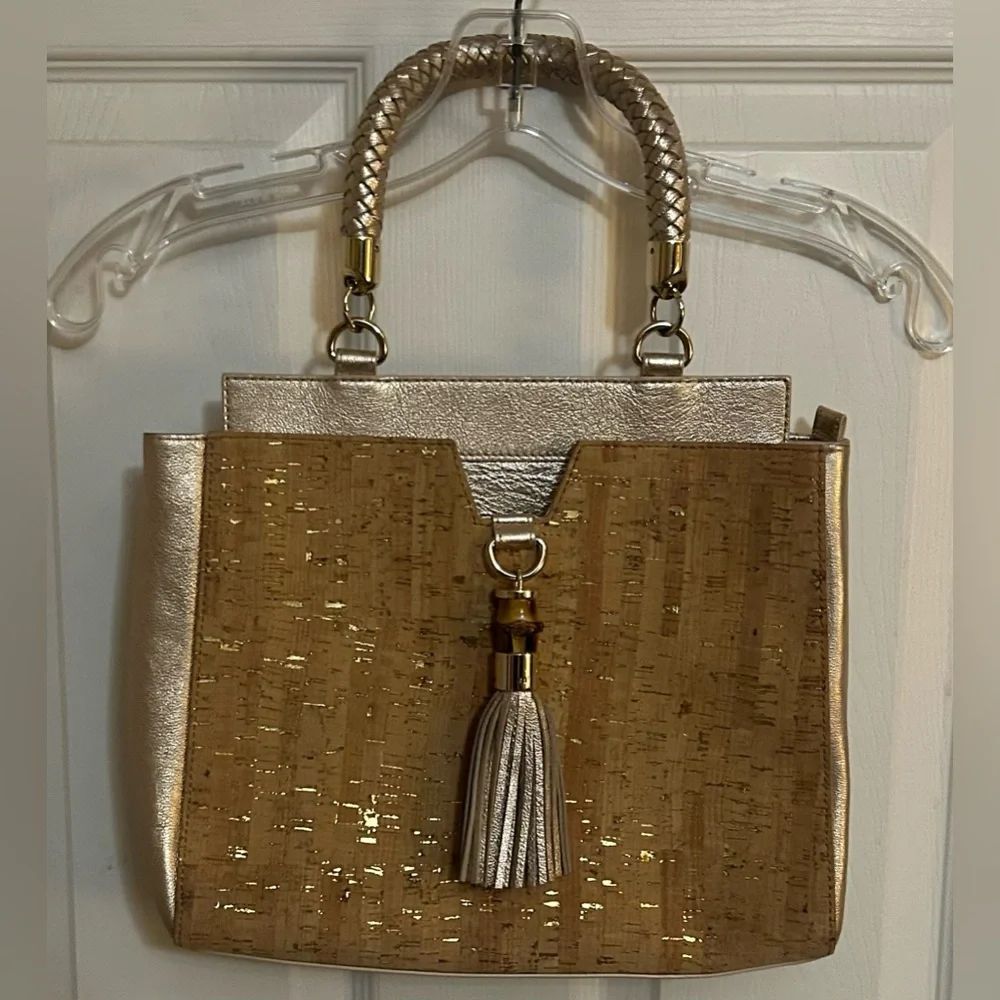 Elaine Turner Gold and Tan Tote Bag